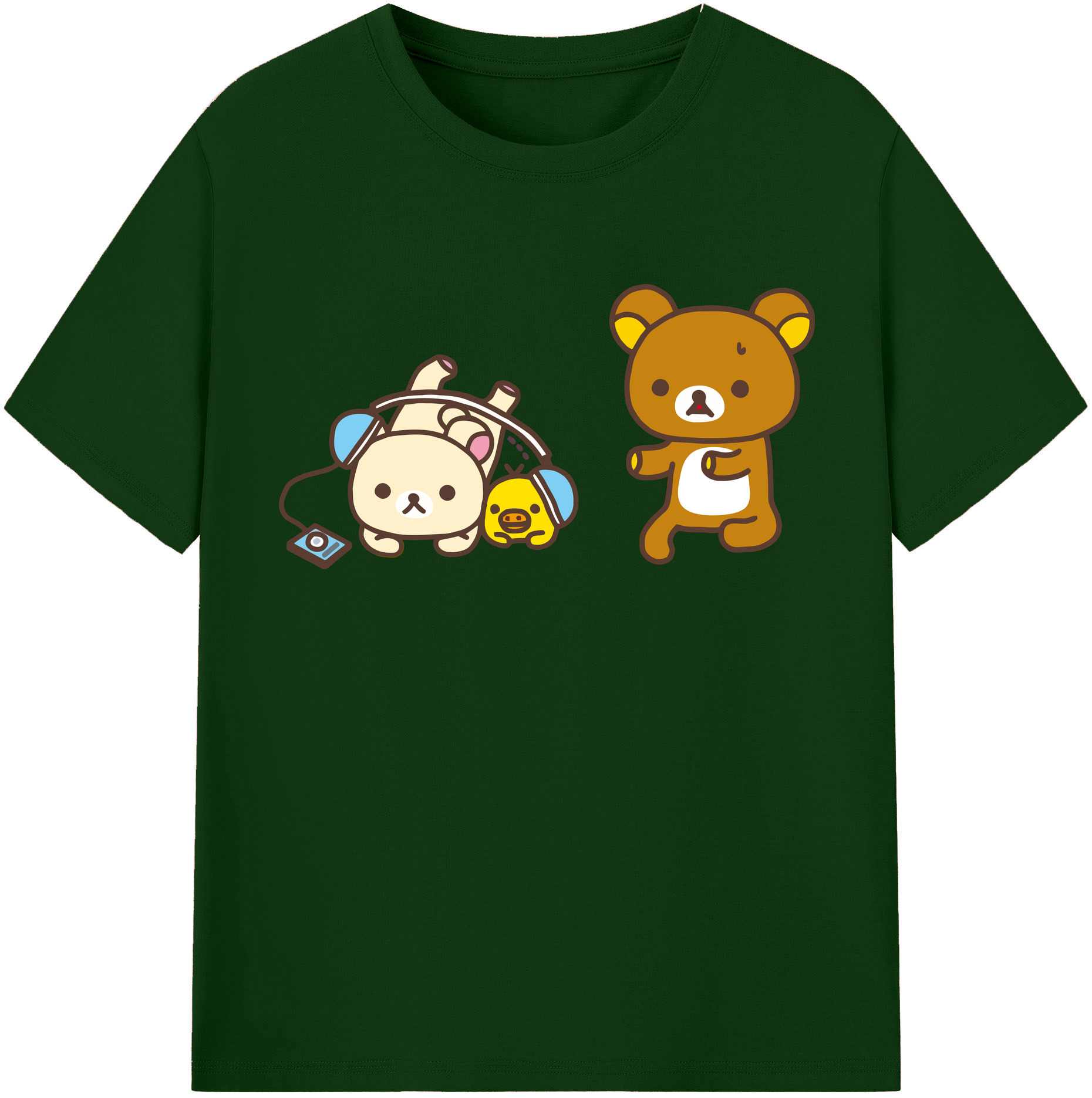 （画像用） リラックマ リラックマ キイロイトリ Rilakkuma Korilakkuma Kiiroitori 綿100％半袖Tシャツ（フロントプリント）